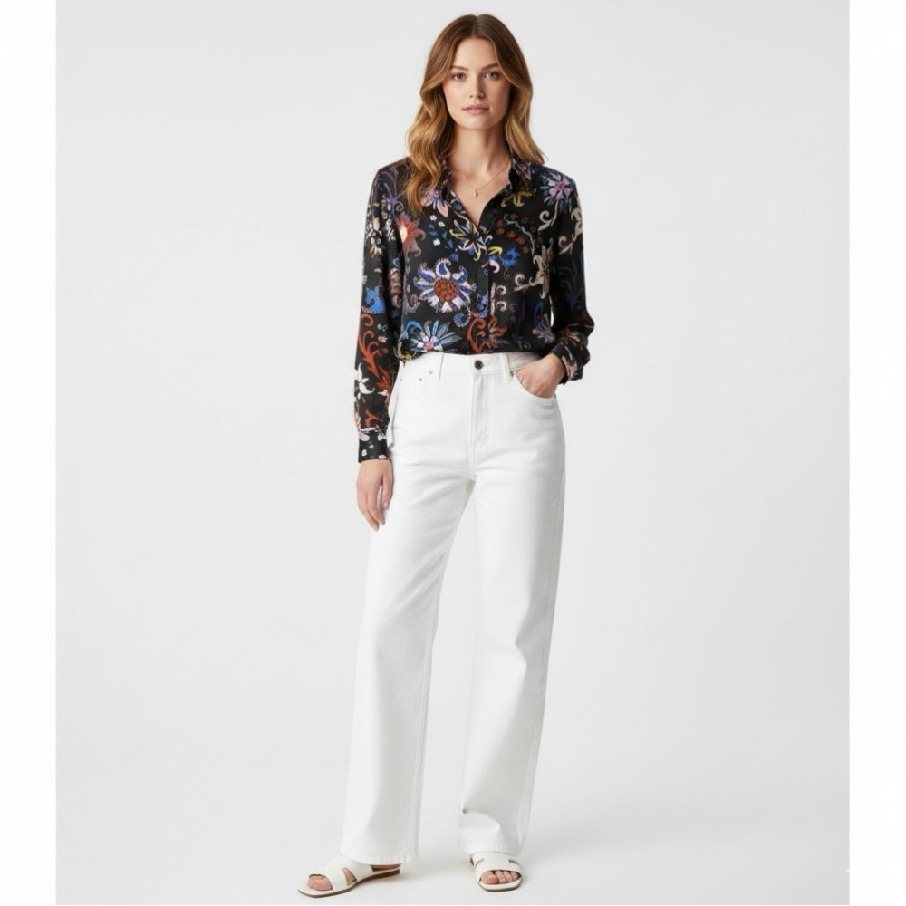 Tory Burch 100% Silk Floral Print Long Sleeve Button Down Blouse Top 8 - Picture 3 of 16